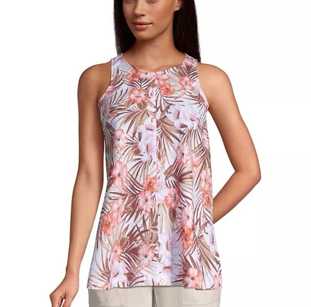 Lands End tropical floral tank size small